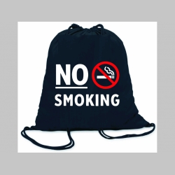 No smoking!  ľahké sťahovacie vrecko ( batoh / vak ) s čiernou šnúrkou, 100% bavlna 100 g/m2, rozmery cca. 37 x 41 cm